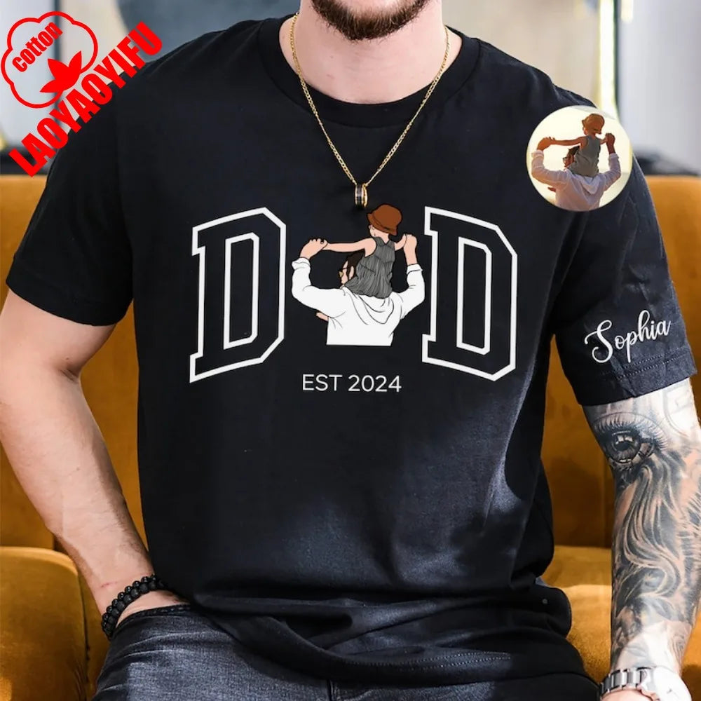 Aangepaste foto shirt voor papa Vaderdag tshirt, Vaderdag geschenken gepersonaliseerde papa portret shirt