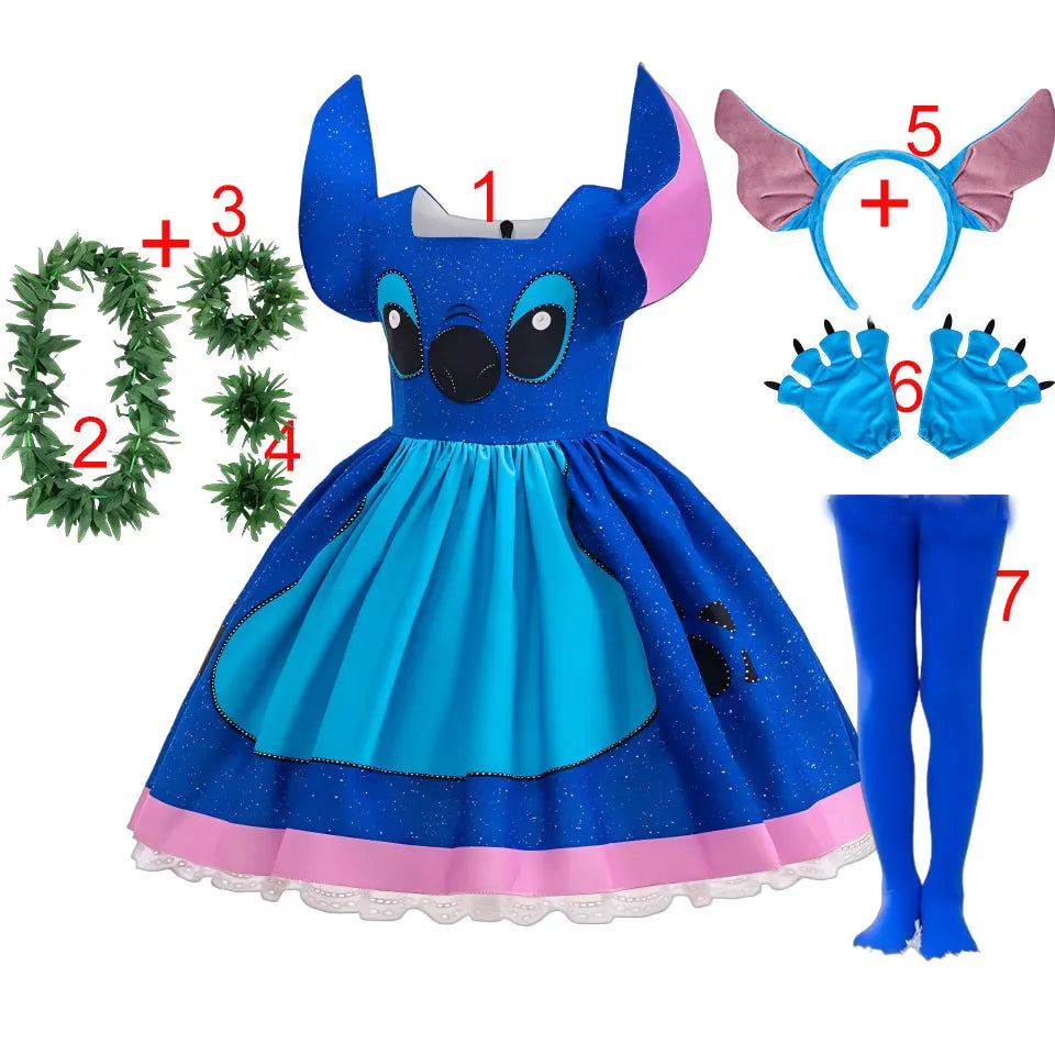 Disney 2025 Lilo & Stitch film geïnspireerd rollenspel kostuum Stitch Dress Ohana 626, experiment prinses japon Halloween meisjes cosplay