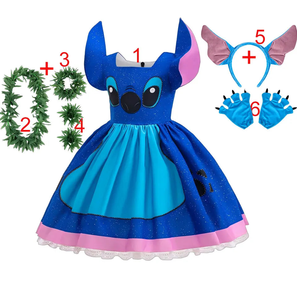 Disney 2025 Lilo & Stitch film geïnspireerd rollenspel kostuum Stitch Dress Ohana 626, experiment prinses japon Halloween meisjes cosplay