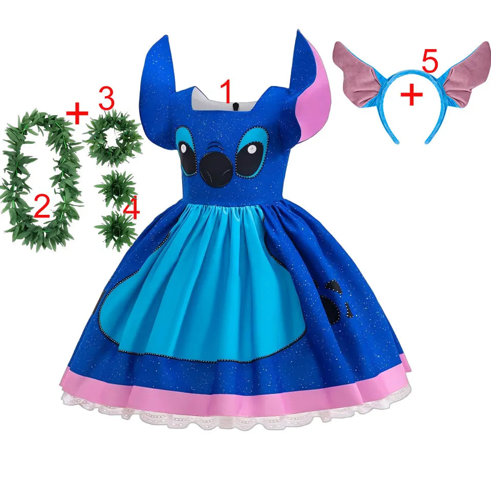 Disney 2025 Lilo & Stitch film geïnspireerd rollenspel kostuum Stitch Dress Ohana 626, experiment prinses japon Halloween meisjes cosplay