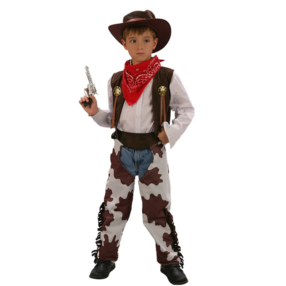Anime Kid Boys Halloween Cowboy Costume Children Western Cowboy Cosplay Event Dress Up Party Stage Performance PurimOutfits
