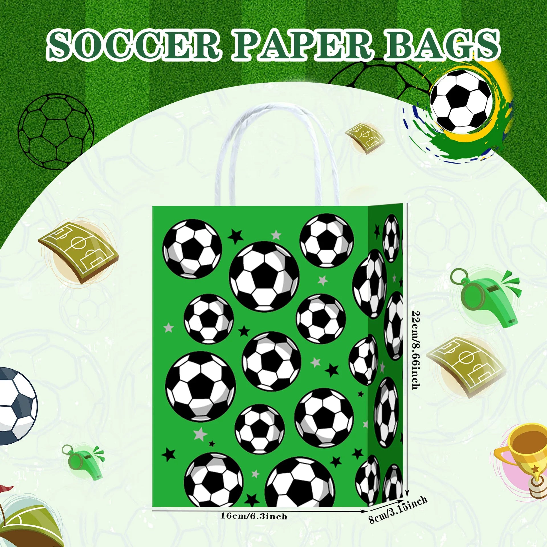 5/10/30/50 Stuks Voetbal Papieren Zakken Met Handvat Voetbal Party Favor Zakken Sport traktatie Snoep Snack Zakken Voetbal Verjaardagsfeestje Decor