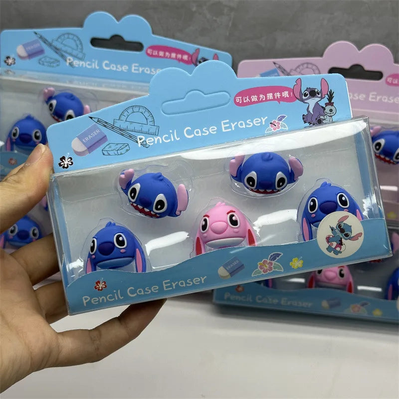 5 Pcs Disney Lilo & Stitch Eraser Cute Cartoon Stitch Lipstick Shape Eraser Fun Press Eraser School Supplies Stationery Gift