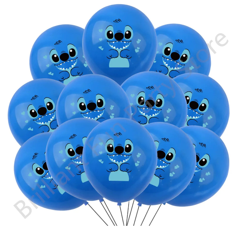 12Pcs Disney Lilo & Stitch Party Balloons 12Inch Latex Balloon Set Baby Shower Boy Girl Birthday Party Decorations Kids Toy Gift