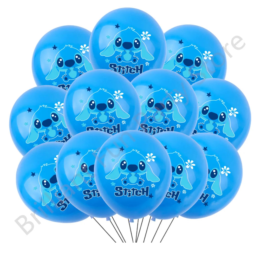 12Pcs Disney Lilo & Stitch Party Balloons 12Inch Latex Balloon Set Baby Shower Boy Girl Birthday Party Decorations Kids Toy Gift
