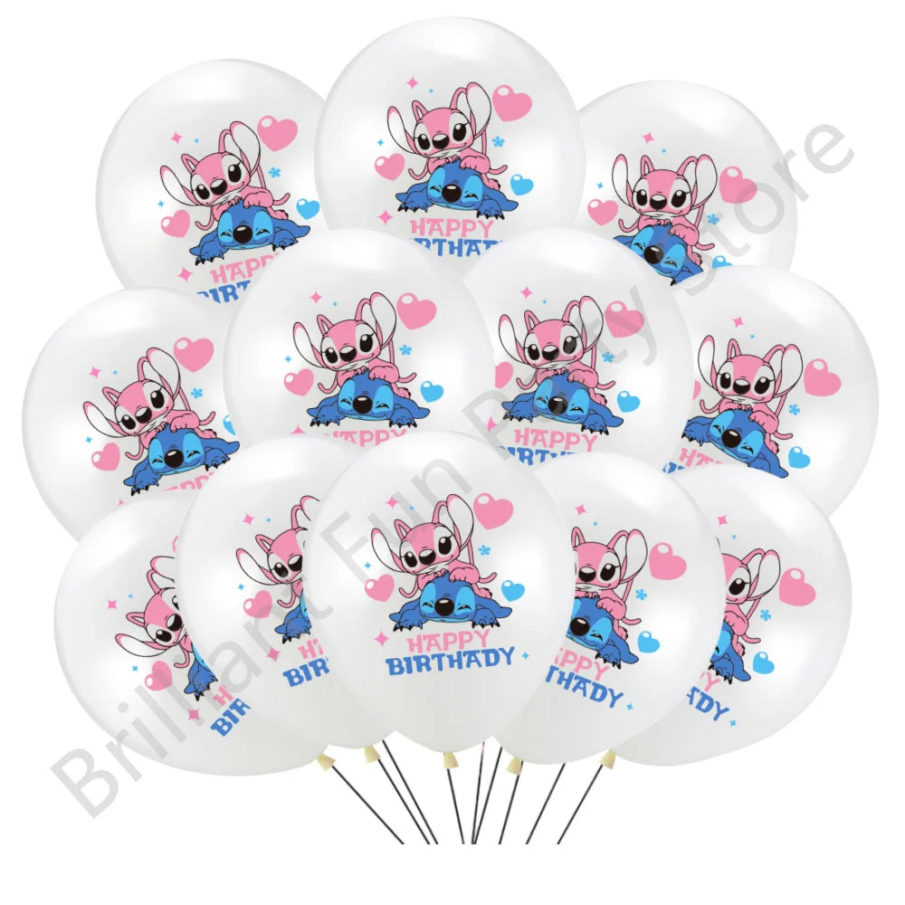 12Pcs Disney Lilo & Stitch Party Balloons 12Inch Latex Balloon Set Baby Shower Boy Girl Birthday Party Decorations Kids Toy Gift