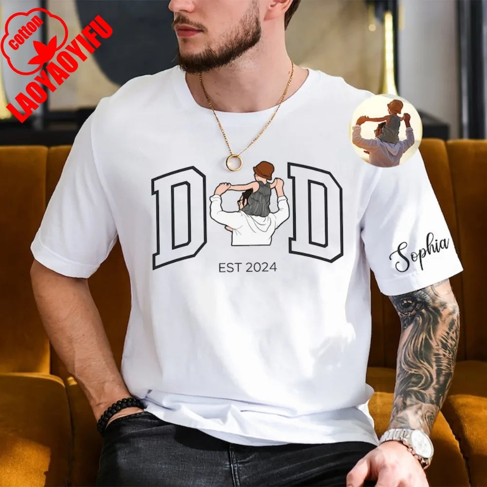 Aangepaste foto shirt voor papa Vaderdag tshirt, Vaderdag geschenken gepersonaliseerde papa portret shirt